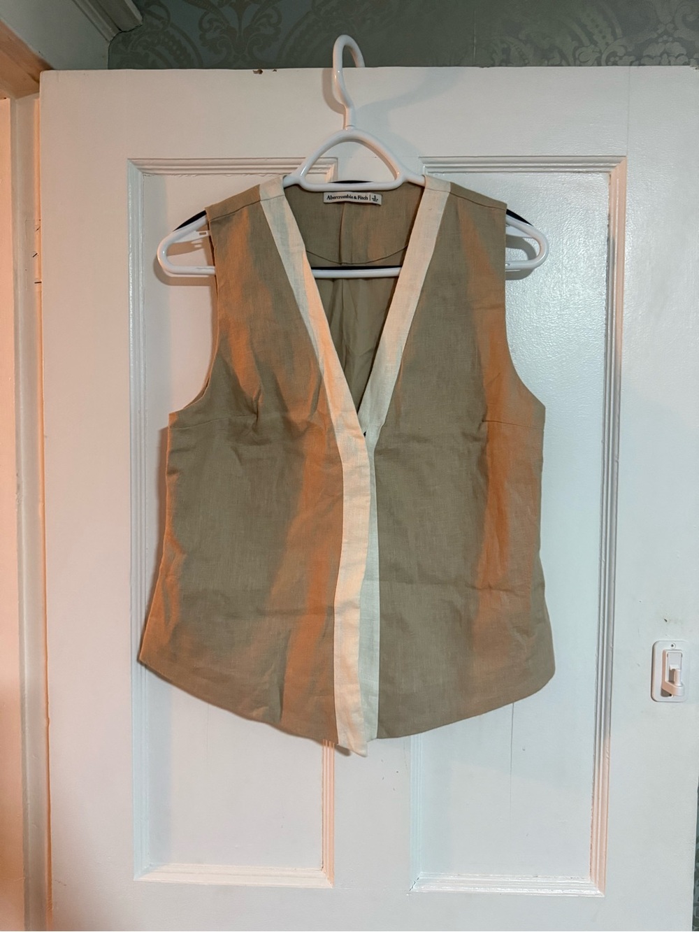 Abercrombie & Fitch Beige Vest with Cream Trim-